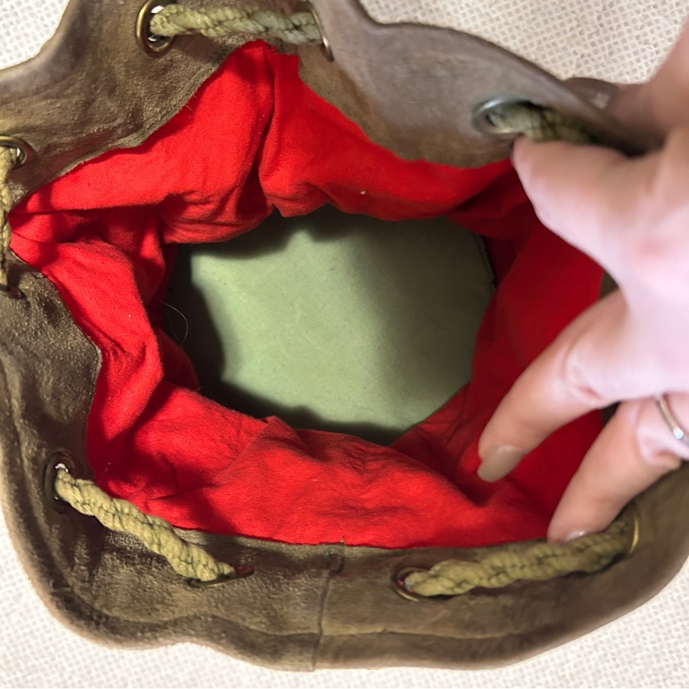 90’s Vintage Suede Leather Multicolour Bucket Bag - Picture 7 of 7